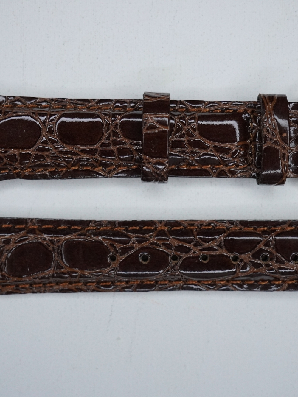 Original Seiko CALF-Z18 18mm Brown Crocodile-Embossed Leather Strap Gold Buckle